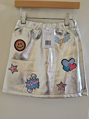 Lola + The Boys Silver Metallic Patch Skirt